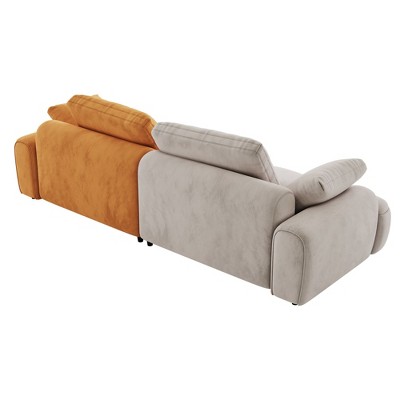 NicBex Couches for Living Room 86.6" Large Loveseat Sofa Upholstered Couch Soft Sponges Modern Designs Sofa with 4 Cozy Cushions, Yellow with grey