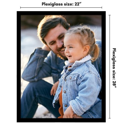 Black 22" x 28" Wooden Picture Frame with Plexiglass Cover