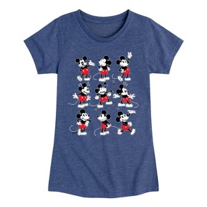 Girls' - Disney - Mickey Poses Grid Fitted Short Sleeve Graphic T-Shirt - 1 of 4