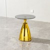 Okak Elegent Side Table with Glass Tabletop, End Table with Gold Metal Pedestal, Accent Table for Living Room, Bedroom, Balcony, Gold - 4 of 4