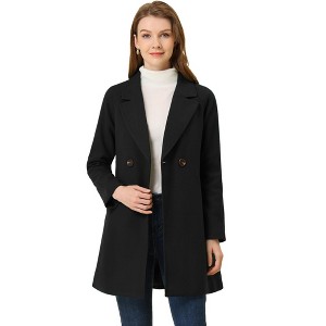 INSPIRE CHIC Women's Notched Lapel Double Breasted Raglan Sleeve Winter Coat - 1 of 4