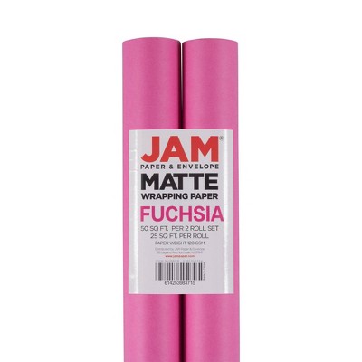 JAM Paper Glossy Fuchsia Pink Wrapping Paper, All Occasion, 25 Sq. ft.,  2/Pack 