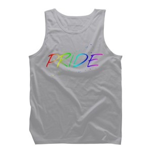 Design By Humans Sleek Pride Rainbow Text By Kasparovx Tank Top - Athletic Heather - Medium - 1 of 2