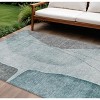 Teal Blue Aqua And Gray Abstract Washable Indoor Outdoor Area Rug - 2 of 4