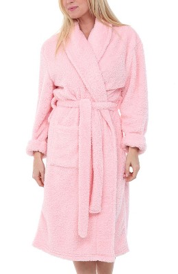 Women's Plush Fleece Hooded Robe, Shaggy Feather Long Bathrobe