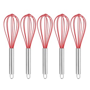 Unique Bargains Silicone Stainless Steel Non-Stick Coated Heat-Resistant Whisk 5 Pcs - 1 of 4