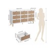 GAOMON 9 Rattan Drawer Dresser with Deep Storage & Wide Top,26.5''Tall Wood Frame Chest,Large Long Wooden Dresser for Home,White - 3 of 4