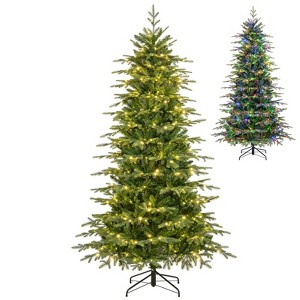 Tangkula 9/7.5/6 FT Pre-lit Artificial Christmas Tree, Hinged Xmas Tree w/ 1770/1162/714 Branch Tips, 560/380/260 Multicolored & Warm White LED Lights - 1 of 4