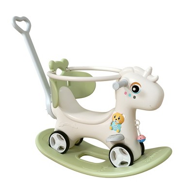 4 in 1 Rocking Horse for Toddlers 1-3 Years Old, Baby Rocking Toy Fun Birthday Gift, Ride on Toy with Detachable Balance Board and Footrest