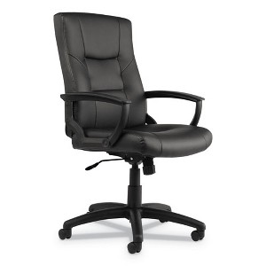 Alera Alera YR Series Executive High-Back Swivel/Tilt Bonded Leather Chair, Supports 275 lb, 17.71" to 21.65" Seat Height, Black - 1 of 4