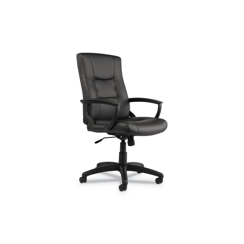 Alera Alera YR Series Executive High-Back Swivel/Tilt Bonded Leather Chair, Supports 275 lb, 17.71" to 21.65" Seat Height, Black, 1 of 6