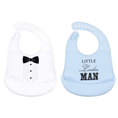 Little Treasure Baby Boy Silicone Bibs 2pk, Tux, One Size