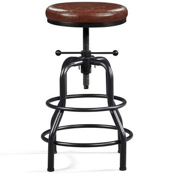 Yaheetech Industrial Counter Height Faux Leather Bar Stool Swivel
