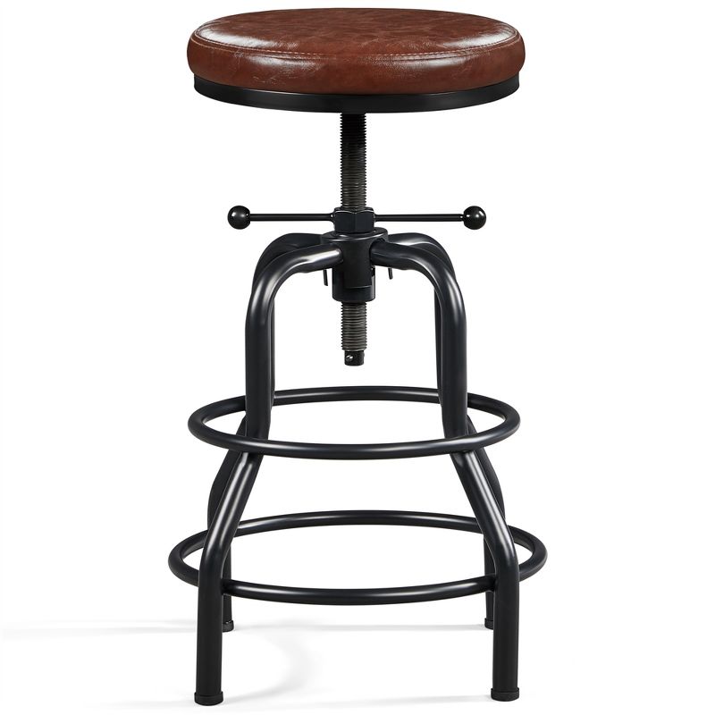 Yaheetech Industrial Counter Height Faux Leather Bar Stool Swivel, 1 of 7