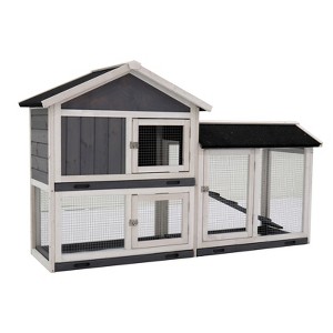 Gulches Large Wooden Rabbit Hutch with Three Doors and Removable Trays - 1 of 4