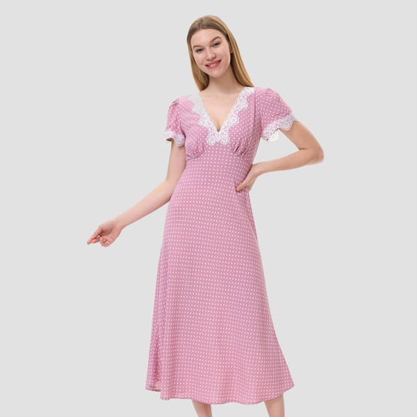 Vestido midi con mangas cortas y encaje para mujer - A New Day™ 5