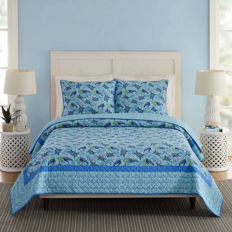 Vera Bradley Turtle Dream Quilt Bedding Set Blue, 1 of 8