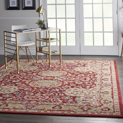 Majestic Medallion Red & Gold Wool Blend 8' x 10' Area Rug