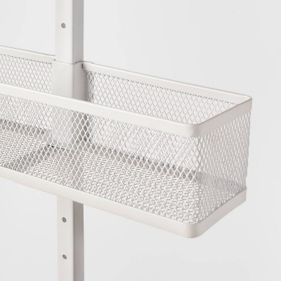 White Metal Over-the-Door Storage Rack with Mesh Baskets