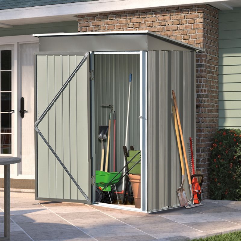 Patio 5ft x 3ft Garden Shed, Metal Lean-to Storage Shed with Lockable Door-ModernLuxe, 2 of 13