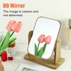 Unique Bargains Natural Wooden Rotating Makeup Mirror Beige 1 Pc - 2 of 4