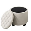 Sapphtopaz Modern Storage Ottoman Upholstered Circle Pouf Footstool with Removable Lid Small Vanity Stool Desk Foot Rest for Bedroom, Entryway - 4 of 4