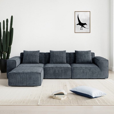 118" Modular Sectional Sofa with Ottoman, Convertible Oversized Corduroy Couch with Chaise Lounge for Living Room Comfort and Style-Maison Boucle