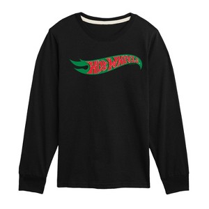 Boys' - Hot Wheels - Red and Green Christmas Lights Logo Long Sleeve Graphic T-Shirt - 1 of 4