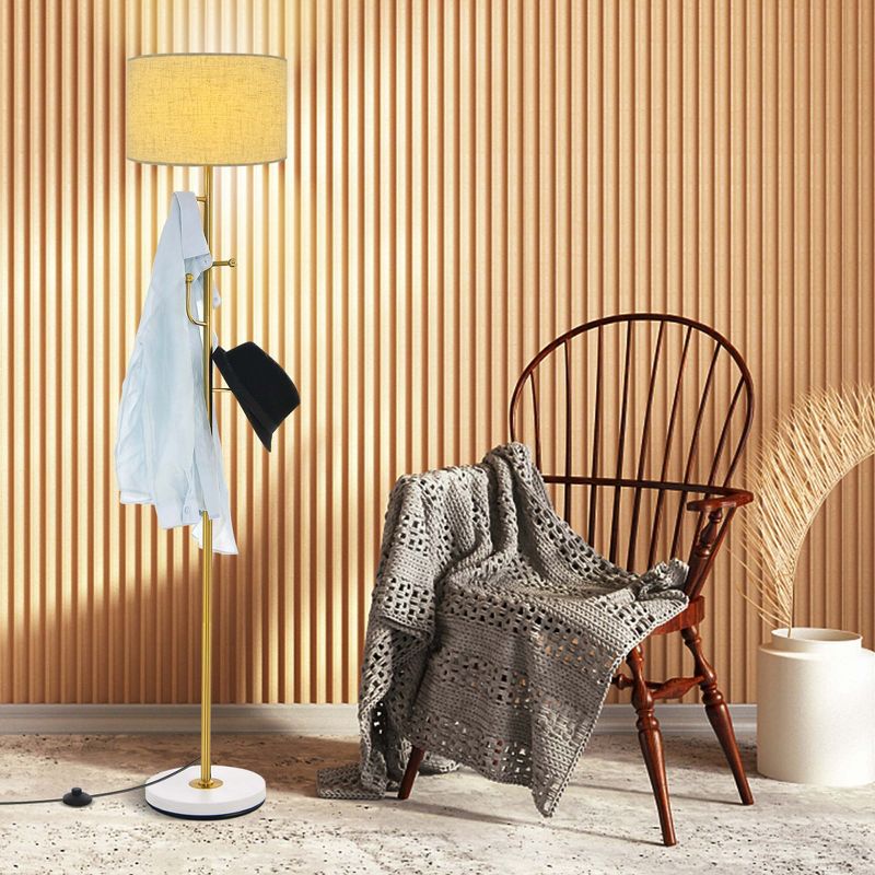 Tangkula Floor Lamp with Coat Rack 5 Hooks Foot Switch Weighted Base Bedroom Living Room, 2 of 10