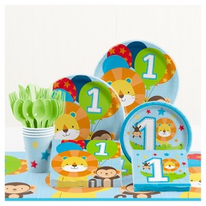 One Is Fun Boy 1st Birthday Party Supplies Kit