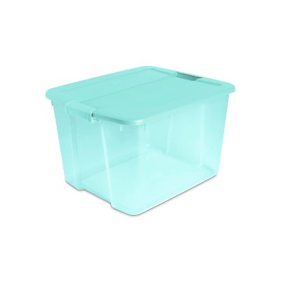 Aqua Rolling Storage Bin with Lid