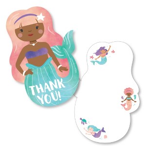 Big Dot of Happiness Mermaid Thank You Cards with Envelopes, Flat Mermaid Birthday Party Blank Thank You Note Cards, Set of 12 - 1 of 4