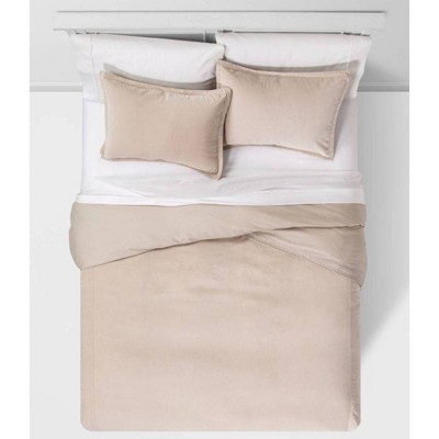 King Cotton Velvet Duvet Cover And Sham Set Birch - Threshold™ : Target