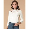 INSPIRE CHIC Women's Ruffle Neck 3/4 Sleeve Hollow Out Blouse - 3 of 4