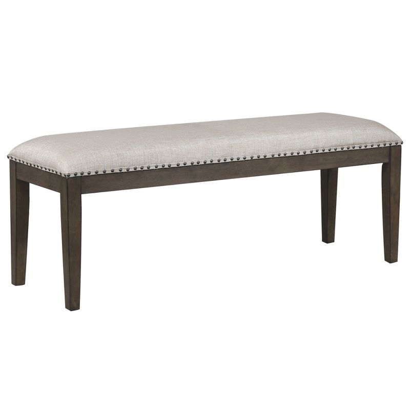 Besthom Cali Gray and Brown Dining Bench with Upholstered Seat and Nailheads 19 in. X 50 in. X 16 in., 2 of 7