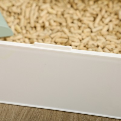 PawHut White and Green Covered Cat Litter Box with Scoop