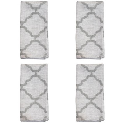 Gray Polyester Moroccan Design Dinner Napkins Set of 4