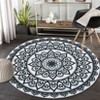 Indoor Soft Vintage Flower Round Area Rugs for Living Room Bedroom Washable Low Pile Non Slip Small Carpet Retro Room Decor - 2 of 4