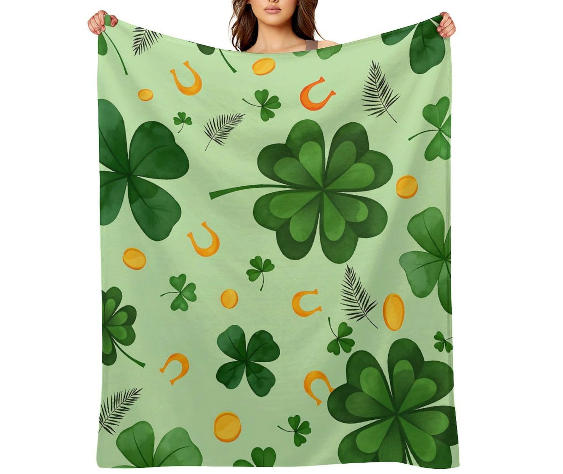 St Patricks Day Blanket, Shamrock St Patricks Day Decor, Lucky Saint Throw Blanket, Saint Gifts for Him Her, Shamrock Decorations 40x50 inches