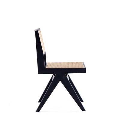 Hamlet Black and Natural Cane Wood Side Chair - Set of 4
