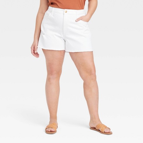 Women's High-rise Curvy Midi Jean Shorts - Universal Thread™ White 30 :  Target