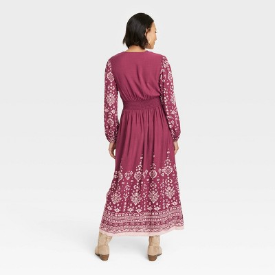 Женское макси-платье Knox Rose с длинным рукавом и присборенным поясом на резинке