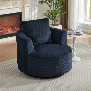 360° Swivel Chair Upholstered Accent Chair Barrel Chair Padded Armchair Club Chair Cozy Reading Chair - ModernLuxe - 1 of 4