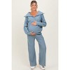 Pinkblush Light Blue RIbbed Half Zip Pullover Wide Leg Pant Maternity Set - 2 of 4