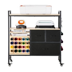 VEVOR Rolling Craft Cart and Storage Table, Compatible with Cricut Machines, Crafting Table Organization Workstation, Black - 1 of 4
