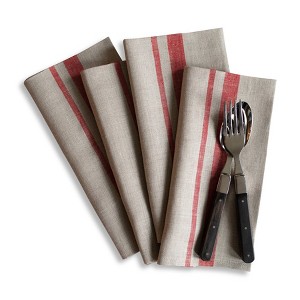 Solino Home Striped Linen Dinner Napkins | French Stripe - 1 of 4