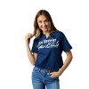Los Angeles California Women's Navy V-Neck Short Sleeve Cropped Tee - 3 of 4