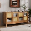 Lyngins Sideboard Buffet Cabinets with Rattan Doors and Transparent Glass,Wood Handles,Coffee Bar Cabinets,Credenzas for Kitchen,Entryway - 2 of 4