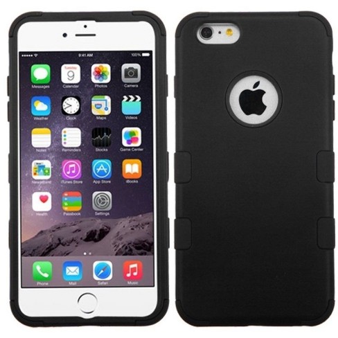 MYBAT For Apple iPhone 6 Plus/6s Plus Black Tuff Hard Silicone Hybrid Case  Cover