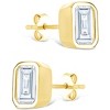 SHINE by Sterling Forever Sterling Silver Emerald Cut Bezel Set Stud Earrings - 4 of 4